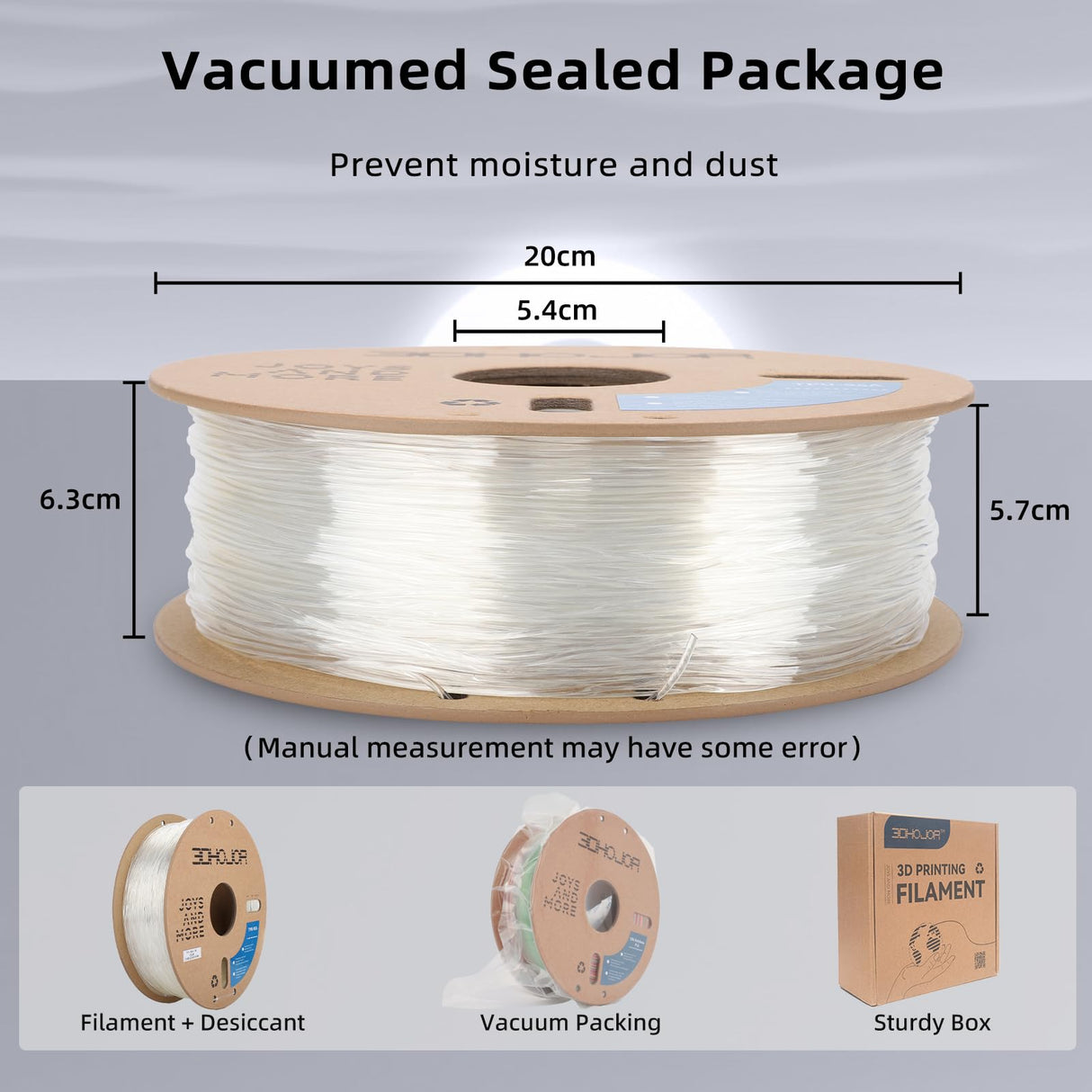 3DHojor TPU Filament 1.75mm TUP95A 3D Printer Filament Flexible Soft 3D Filament 1KG (2.2lbs) fit Most FDM 3D Printers Dimensional Accuracy +/- 0.03 mm-Natural 3DHoJor