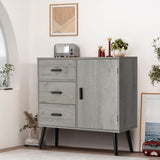 Iwell Storage Cabinet with 3 Drawers & Adjustable Shelf, Sideboard Buffet Cabinet, Small Freestanding Floor Storage Unit, for Living Room, Home Office, Rustic Grey Iwell
