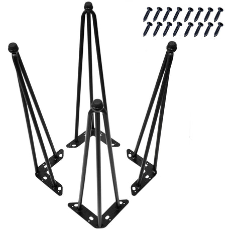 Home Soft Things Hairpin Metal Table Legs 20 Inch Legs for Furniture Coffee Bench Dining End Industrial Table Desk Set of 4 with Black Screws Adjustable Cushion Floor Protectors, 20" Home Soft Things