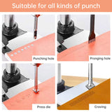 Leather Hole Puncher Hand Punching Machine Manual Press Puncher Punch Tools for DIY Craft (with Chuck, PP Plate and Aluminum Plate) (Style D) FASTTOBUY