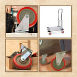 8 Pack 5 Inch Combo Caster Swivel Plate 4 w/Brake & 4 Plate Heavy Duty on Red PU Wheels with Heavy Duty Screws FactorDuty