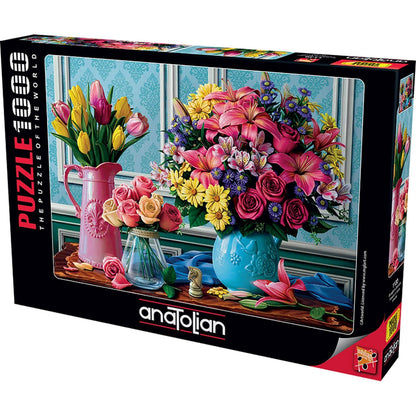 Anatolian Puzzle - Flowers in Vases, 1000 Piece Jigsaw Puzzle, #1130