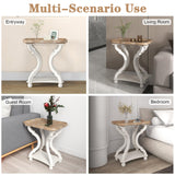 Kinfant Set of 2 Farmhouse Accent End Table with Natural Tray, Solid Wood Frame Rustic Side Table with Shelf, Nightstand for Dinning, Living Room, Bedroom Kinfant