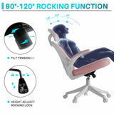 SeekFancy Ergonomic Office Chair M903, High Back Computer Desk Chair with Wheels, Comfy Mesh Office Chair with Adjustable Lumbar Support & Headrest, Pink Swivel Executive Managerial Task Chair SeekFancy
