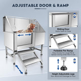 Yokrawpet 62" Pet Dog Bathing Station,Professional Stainless Steel Dog Grooming Tub,Pet Bathing Tub Dog Bathing Station with Faucet Walk-in Ramp Accessories,Commercial or Household use, (Extra Large) Yokrawpet