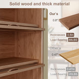 Solid Wood Bookcase 4 Tier With Tempered Glass Doors 60 Inch, Kitchen Pantry Display Cabinet, Brown Finish Cube Storage Organizer, Bookshelf Versatile Storage With For Home Office(No Light Strip) AQIMUELE