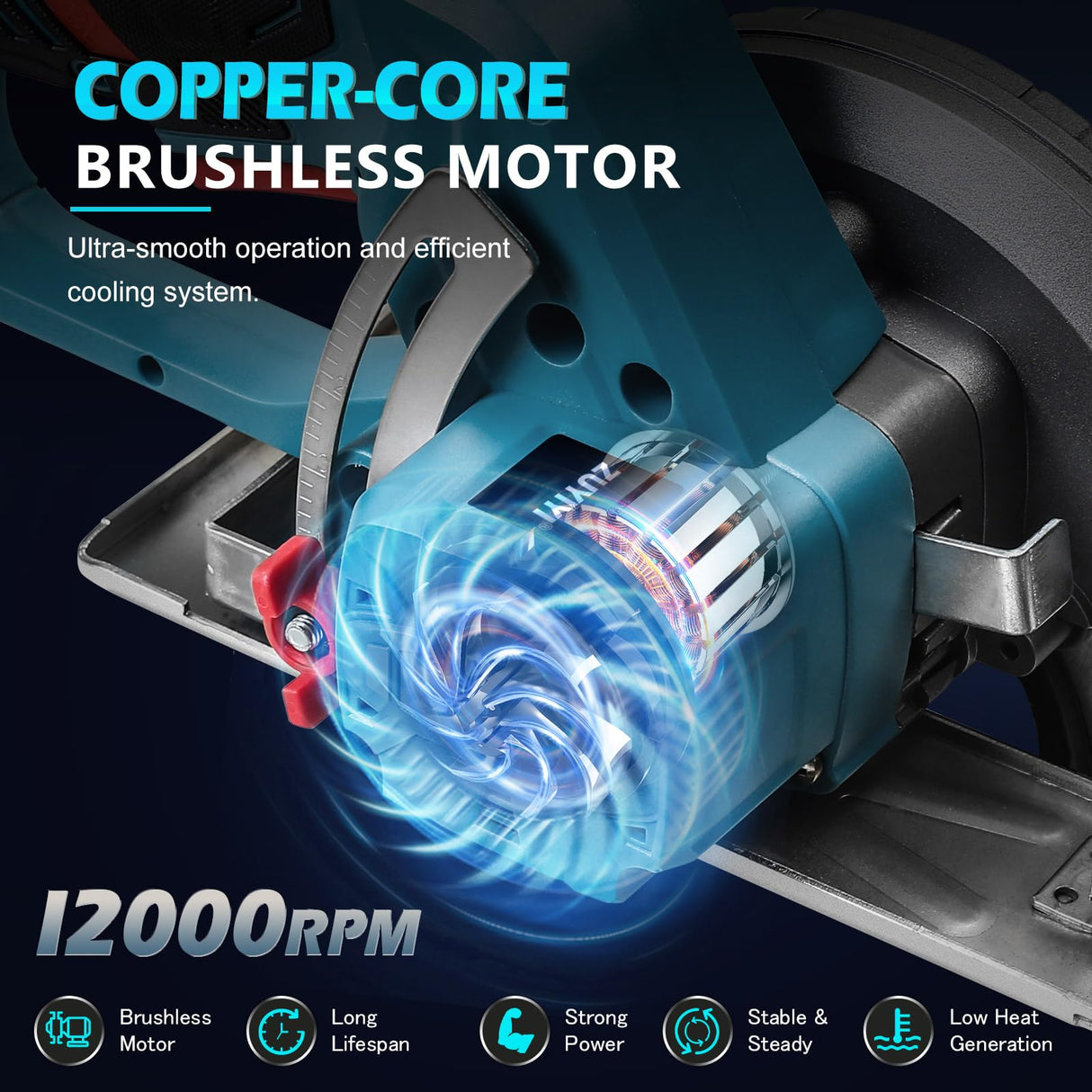 ZUYIYI 6 Inch Cordless Mini Circular Saw for Makita 18V Battery(Not Inclued), 12000RPM 2"(90°) Cutting Depth, Brushless Compact Tile Saw for Wood, Tile, Metal, Plastic, for 5-1/2, 5-3/8 Inch Blade ZUYIYI