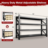 Fesbos 9000LBS Metal Steel Storage Shelves - 75" W Black 4 Tier Heavy Duty Rack Commercial Industrial Shelving with Adjustable Shelf for Basement Garage Warehouse - 75" W x 24" D x 70" H Fesbos