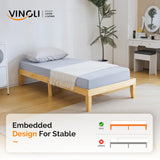VINGLI 12 in Classic Twin Solid Wood Platform Bed Frame with Storage Space Underneath,Sturdy Wooden Bed Slat Support, Minimalist Design, No Box Spring Needed, Pine Mattress Foundation, Natural Oak VINGLI
