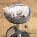 Goozii Small Cat Tree Tower with Scratching Post, Modern Kitten Tower for Indoor Cats, Short Carpet Sisal Cat Scratcher Stand with Large Bed Perch, Scratch Ramp, Toy Ball for Kitty Play (Grey) Goozii