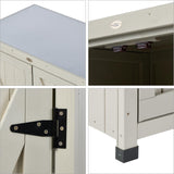 Outdoor Storage Cabinets Weatherproof for Patio, Garden Work Bench with Shelves & Metal Tabletop, Wooden Potting Table Workstation HABAU