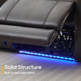 P.H.Furn Power Loveseat Recliner Sofa, Home Theater Seating with Adjustable Headrest, Blue LED Lighting, Reclining Loveseat, Storage, Cup Holder, USB, Charging P.H.Furn