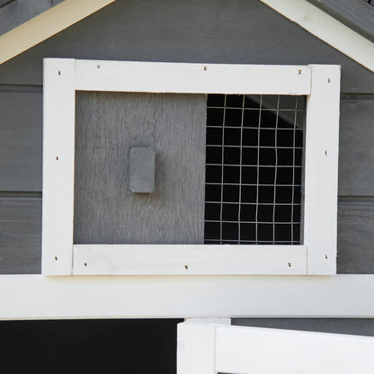 PawHut 59" Small Wooden Chicken Coop Hen House Poultry Cage for Outdoor Backyard with 2 Doors, Nesting Box and Removable Tray, White - WoodArtSupply