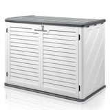 VINGLI Outdoor Storage Shed, Resin Storage Cabinet with Lockable Design, Weatherproof Tool Shed with HDPE Material, Resin Deck Box for Garden Tools, Pool Equipment, Garbage Cans, White (31.5 Cu.ft) VINGLI