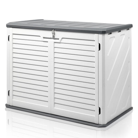 VINGLI Outdoor Storage Shed, Resin Storage Cabinet with Lockable Design, Weatherproof Tool Shed with HDPE Material, Resin Deck Box for Garden Tools, Pool Equipment, Garbage Cans, White (31.5 Cu.ft) VINGLI