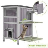 Feral Cat House Outdoor Waterproof Kitty Shelter for Winter,Cat Cage Perfect for Outdoor and Inddor Use,2-Story… GUTINNEEN