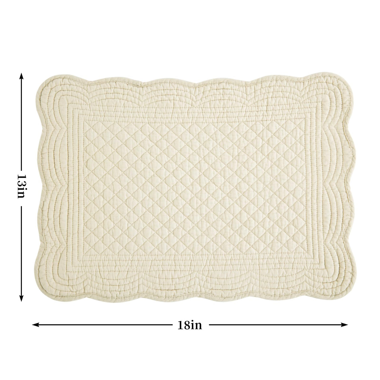 HOMBYS Quilted Placemats Set of 6 Washable-13x18 inches Rectangular Placemats for Kitchen Table-100% Cotton Fabric Rectangular Table Mats, (Flax) HOMBYS
