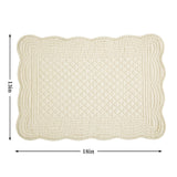 HOMBYS Quilted Placemats Set of 6 Washable-13x18 inches Rectangular Placemats for Kitchen Table-100% Cotton Fabric Rectangular Table Mats, (Flax) HOMBYS