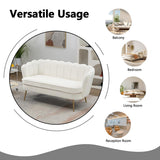 Anwick 59" Small Modern Chenille Loveseat Sofa, 2-Seater Sofa with Gold Metal Legs, Small Couch with Flower Shaped Back for Living Room Bedroom Office (Ivory) Anwick