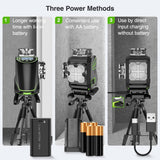 Huepar 16 Lines Self-Leveling Laser Level 4x360° Cross Line Laser with Receiver -LCD Screen, 4D Bluetooth Green Beam Tiling Floor Laser Tool, 360° Huepar