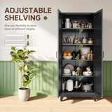 Letaya Storage Cabinet,75" H Metal Kitchen Pantry Cabinets with Doors and Adjustable Shelves,Pantry Organizers for for Cupboard/Dining/Bathroom/Office/Garage Room,Black Letaya