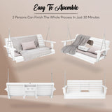 BENAIYA Heavy Duty Poly Lumber HDPE Porch Swing Outdoor Hanging Chair with Cup Holders Swinging Bench for Patios, Backyard Poly Wooden Seating, Sturdy Steel Chains BENAIYA