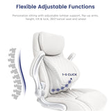 Nouhaus Ergonomic Office Chair Premium Microfiber Leather Adjustable Lumbar Support & Armrests, High Back Comfy Desk Gaming Chairs Executive Computer Swivel Chair Tilt Function(Posture,White) Nouhaus