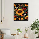 TOPMCYSG Sunflower Diamond Art Kits for Adults,Flowers Butterfly 5D Diamond Painting Kits for Beginners,DIY Round Full Drill Diamond Dots Paintings Picture Gem Art Crafts for Home Wall Decor 12x16 in TOPMCYSG