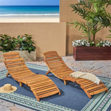 Christopher Knight Home Lahaina Wood Outdoor Chaise Lounge Set, 2-Pcs Set, Natural Yellow Christopher Knight Home