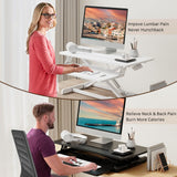 JOY worker Standing Desk Converter, 32" Wide Height Adjustable Sit Stand Up Desk Riser with Keyboard Tray, Desktop Workstation Riser for Home Office Computer Laptop, Particle Board, White JOY worker