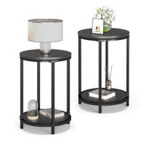 Round Side Table Set of 2,16in Rustic Wooden End Table Surface Top & Sturdy Metal Legs Nightstand for Living Room Bedroom Farmhouse Sofa Table with NSdirect