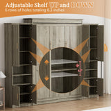 BEQAI Queen Murphy Bed with Storage Cabinets & 6 Adjustable Shelves, Foldable Space-Saving Queen Wood Wall Bedframe with USB Charging Port, Hidden Bedframe for Guest Room, Study, Home, Bedroom, Grey BEQAI