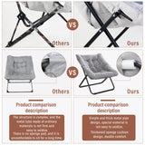 Tiita Comfy Folded Chair, Soft Faux Fur Oversized Folding Accent Chair, Lounge Lazy Chair for Kids Teens Adults, Metal Frame Moon Chair for Bedroom, Living Room, Dorm Rooms, X-Large Pink Tiita