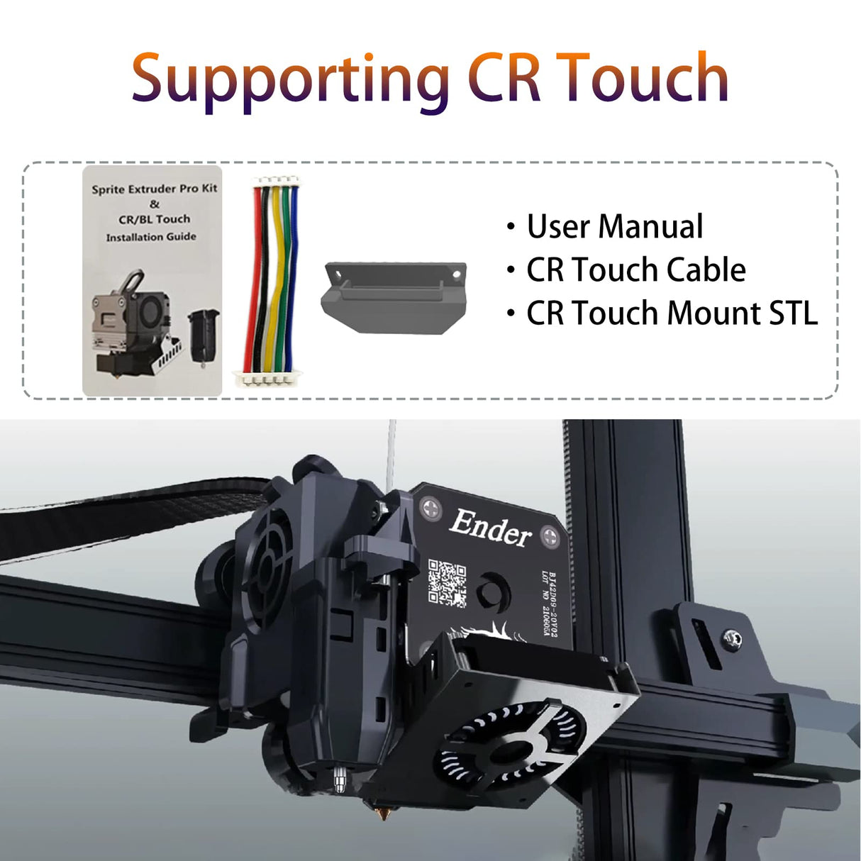 Creality Sprite Direct Drive Extruder Pro Kit, All Metal Extruder Upgrade Kit for Ender 3/Ender 3 v2/Ender 3 Pro/Ender 3 Max 3D Printer,Dual Gear Dual Fan Design,Support BL Touch/CR Touch YOOPAI