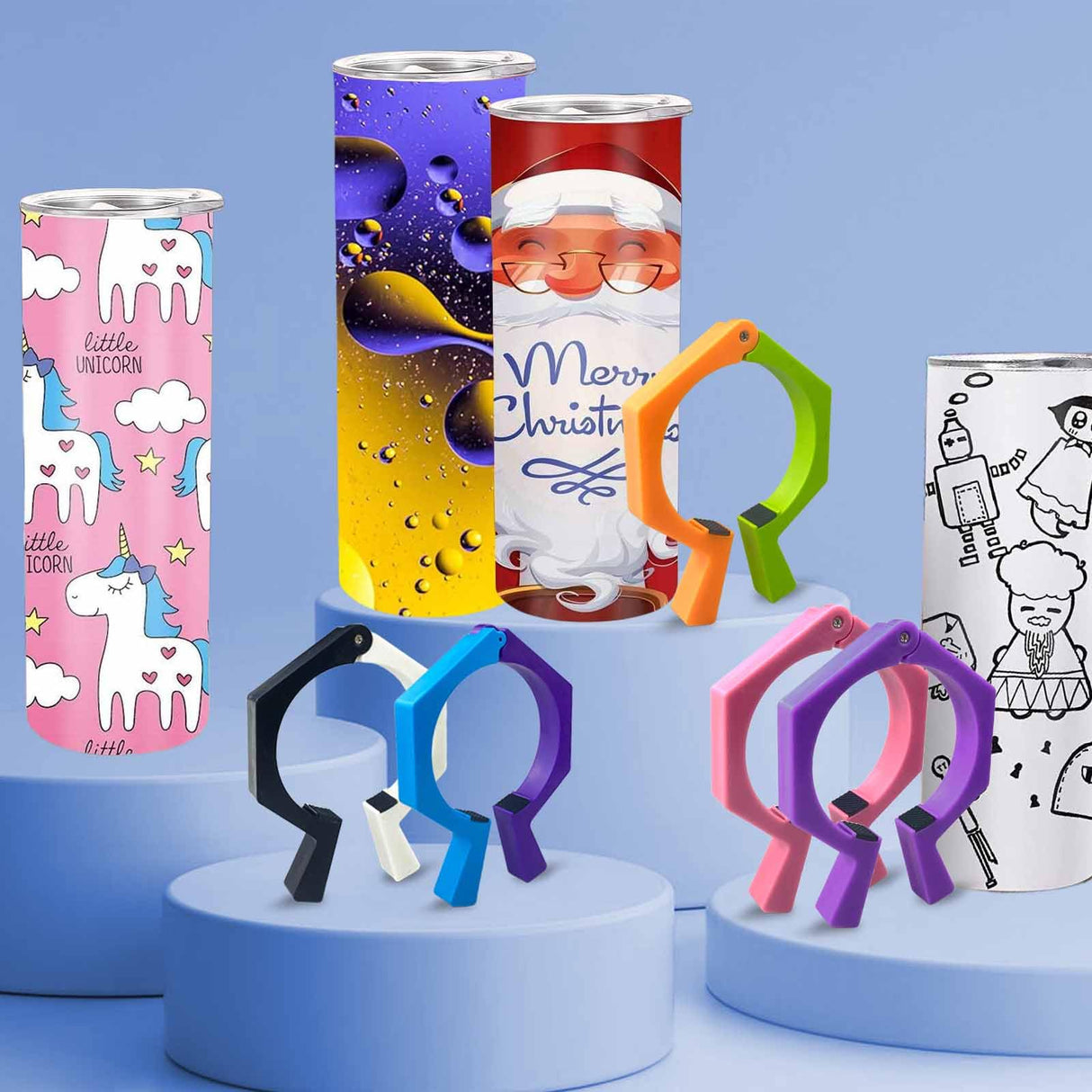 Pinching Tool for Sublimation Tumblers, Pinch Perfect Clamp Grip for 20 23 30 Cup, Pincher for Wrapping Heat Press Paper Cinch Tools, Sub Blanks Tumblers Accessories Holder (Purple Blue2 Pack) ThingsBag