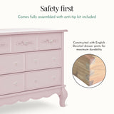 Evolur Aurora 7 Drawer Double Dresser, Dusty Rose Evolur