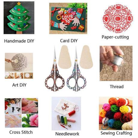 Jasni Sewing Embroidery Crafting Scissors Stainless Steel Vintage peach blossom handle for DIY tools Craft Tailor Needlework Threading Shears 2 Packs 5 Inches with cover (Red bronze and Color) Jasni