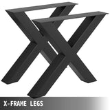 VEVOR Set of 2 Steel Table Legs, 28''Height 30''Wide Dining Table Legs, Heavy Duty 3.1" Square Box Section X Frame Table Legs, 28x30x3.1 Inch Black Color Industrial Country Style Metal Dining Legs VEVOR