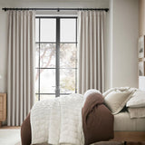 QJmydeco Primitive Curtain 108 Inch Long 2 Panels Burg,Pinch Pleated Cream Linen Blended 9 ft Floor Length to Ceiling Traverse Curtains for Living Room Extra Wide Blackout Drapes Sun Blocking Window QJmydeco