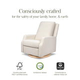 NAMESAKE Crewe Electronic Recliner and Swivel Glider in Ivory Boucle with Light Wood Base, Greenguard Gold & CertiPUR-US Certified NAMESAKE