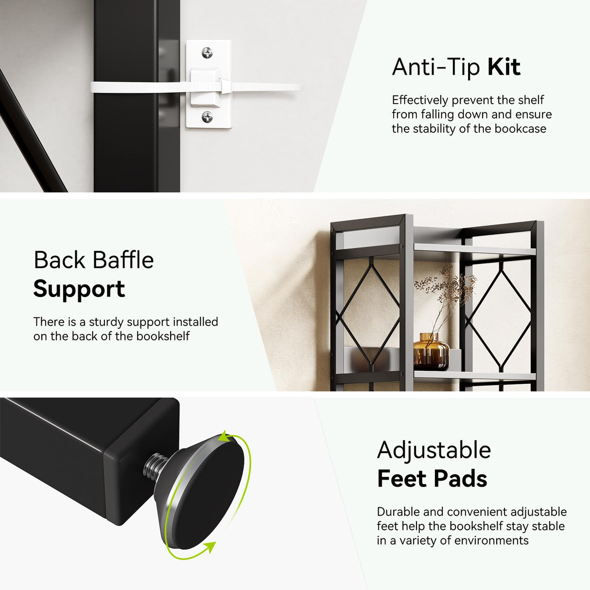 LITTLE TREE Corner Book Shelf, 7-Tier Tall Bookcase, 78" Display Shelves with Sturdy Metal Frame for Living Room, Modern Narrow Standing Bookshelves, Black Office Shelf for Small Spaces, Bedroom LITTLE TREE