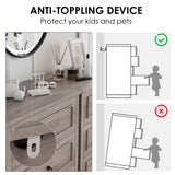 HOSTACK 5 Drawer Tall Dresser, Modern Farmhouse Chest of Drawers, Wood Dressers Organizer, Accent Storage Cabinet for Living Room, Hallway, Home Office, Ash Grey HOSTACK