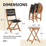 OC Orange-Casual 3 Piece Acacia Patio Bistro Set, Outdoor Compact Wood Table and Chairs Set of 2 for Apartment Balcony Front Porch Deck Yard, Black OC Orange-Casual