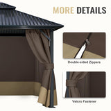 COWVIE 4-Panel 12' x 14' Gazebo Replacement Curtains, Patio Privacy Sidewalls with Double Zipper, Replacement for Outdoor Gazebo Canopy (Curtain Only) COWVIE