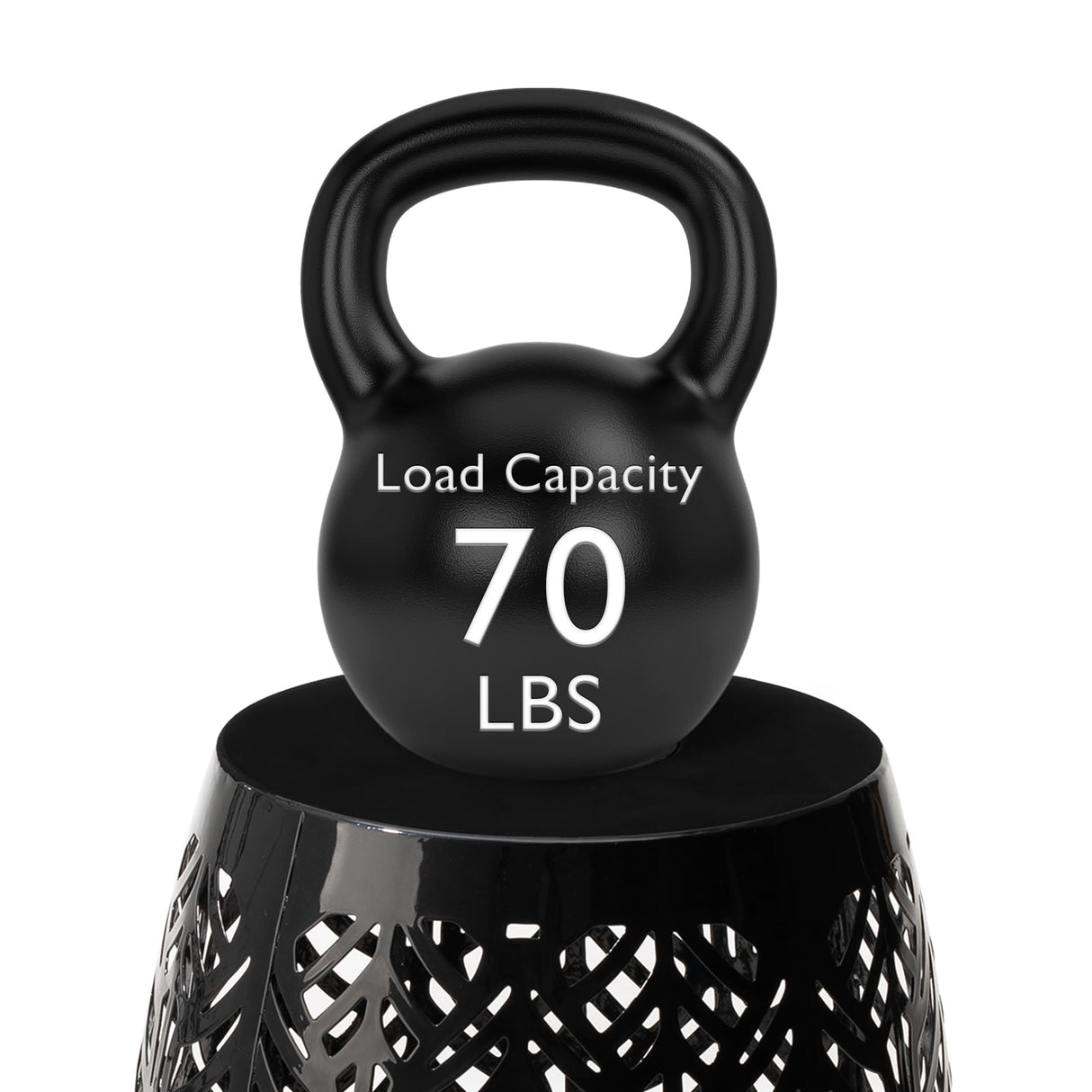 Glitzhome Decorative Garden Stool with Solar Powered Light,18.25" H Metal Outdoor Iron Side Table Coffee End Table Nightstand Decorative Planter Stand for Living Room Front Porch Garden,Black Glitzhome