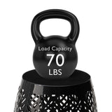 Glitzhome Decorative Garden Stool with Solar Powered Light,18.25" H Metal Outdoor Iron Side Table Coffee End Table Nightstand Decorative Planter Stand for Living Room Front Porch Garden,Black Glitzhome