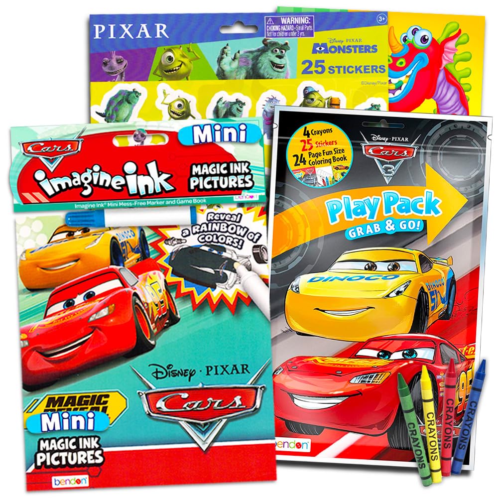 Disney Cars Imagine Ink Coloring Book Set for Toddlers Kids - Bundle Includes Mess Free Coloring Book with Magic Invisible Ink Pen (No Mess Art) Disney