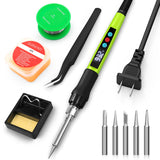 Soldering Iron Kit, 100W Soldering Gun with LED Digital Display, Adjustable Temperature 356-932℉ Solder Kit for Electronics, Includes Soldering Iron Tip, Solder Wire, Stand, Tweezers and Paste, Green Crtsweker