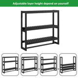 RRX Bathroom Shelf Storage Organizer, Bathroom Shelf 3-Tier Adjustable Layer Bamboo Organizer with Bar, Hanging, Freestanding Over Toilet Utility Shelves, Black RRX