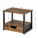 YATINEY Desktop Printer Stand, 2-Tier Printer Table with Non-Woven Drawer, Multi-Purpose Desk Organizer for Home Office, Under Desk Open Organizer Shelf, Rustic Brown PS01BR YATINEY